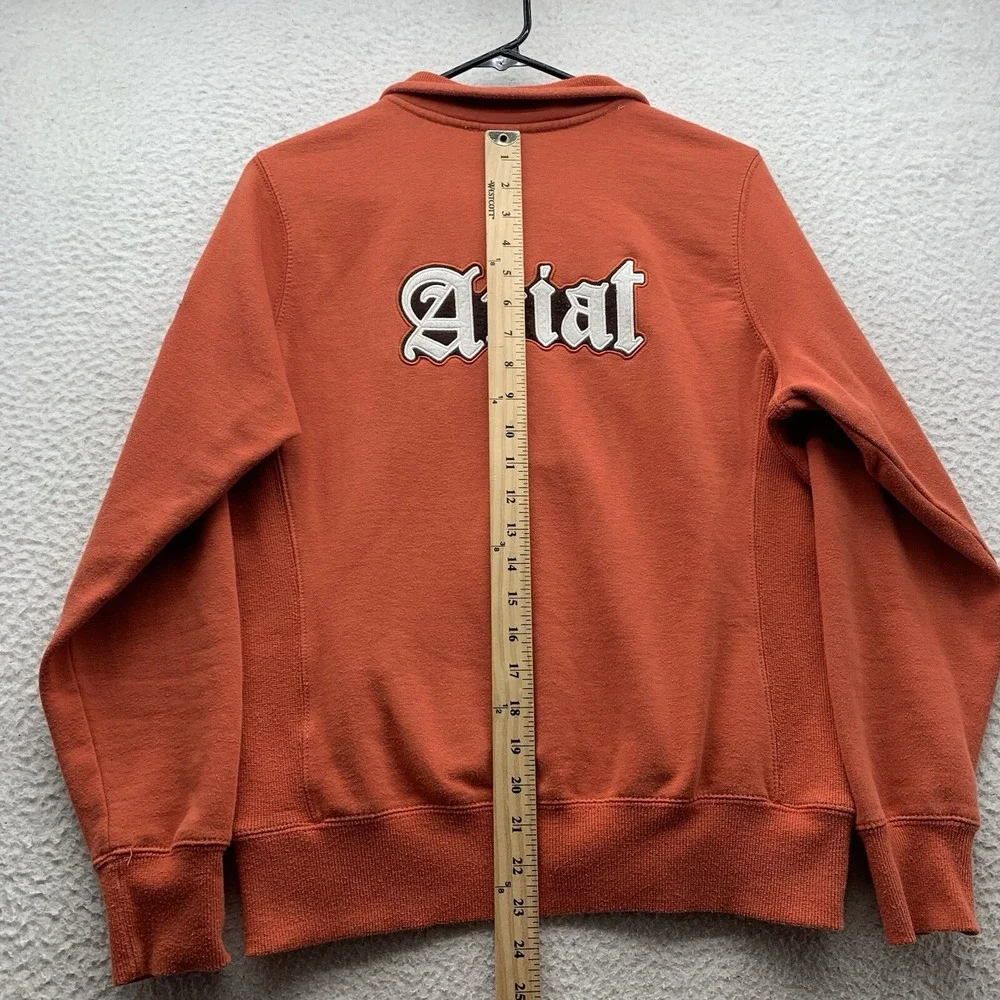 Ariat Sweater Mens Small S Orange T-Snap Collared Spellout Crest Cowboy Western